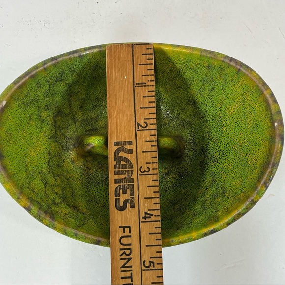 Vtg Royal Haegar Lemon Peel Lava Glaze MCM Green Ashtray Retro Rare 5.5”x4.5” - Picture 7 of 8
